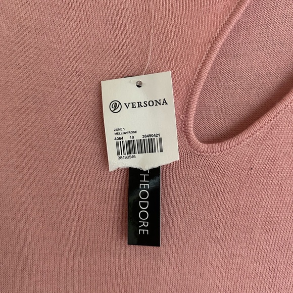 NWT CHELSEA & THEODORE Cashmere Blend Pink Asymmetrical Cutout Cozy Sweater | XS - Picture 3 of 14